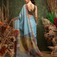 Hiral Fashion Teal Cotton Silk Kalamkari Digital Printed Saree | Swadesiicart