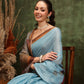 Hiral Fashion Teal Cotton Silk Kalamkari Digital Printed Saree | Swadesiicart