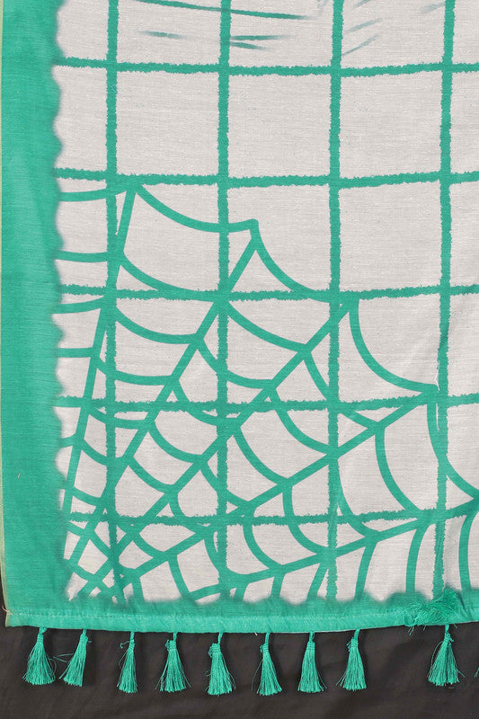 Green Cotton Blend Dyed Tie and Dye Saree with Unstitched Blouse - Hiral Fashion | Swadesiicart