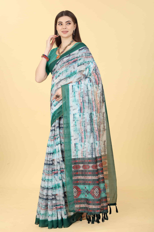 Multicolor Cotton Blend Dyed Tie and Dye Saree with Unstitched Blouse - Hiral Fashion | Swadesiicart