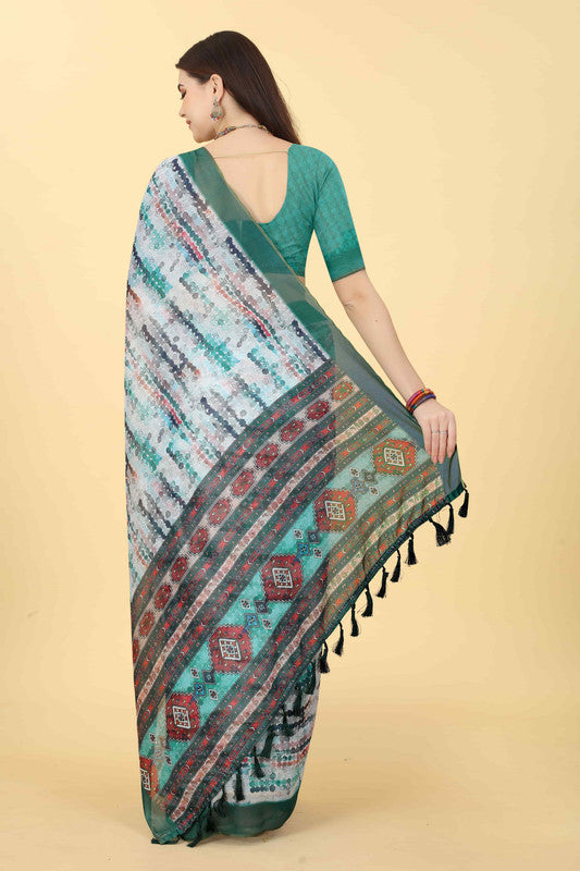 Multicolor Cotton Blend Dyed Tie and Dye Saree with Unstitched Blouse - Hiral Fashion | Swadesiicart