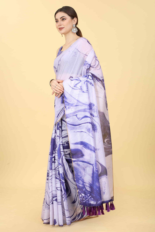 Purple Cotton Blend Dyed Tie and Dye Saree with Unstitched Blouse - Hiral Fashion | Swadesiicart