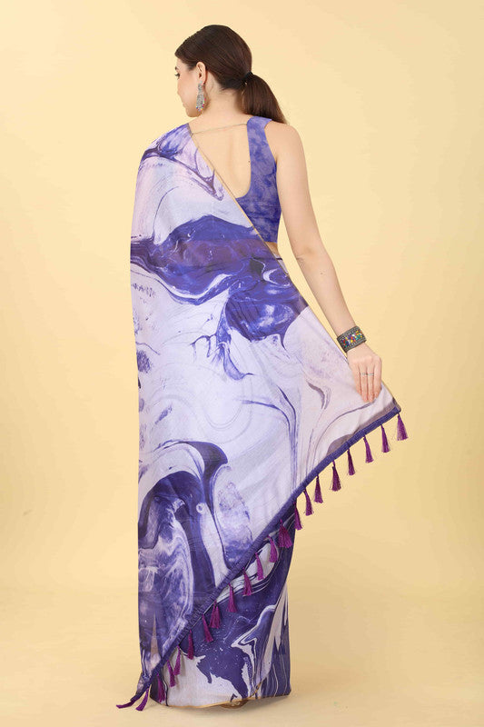 Purple Cotton Blend Dyed Tie and Dye Saree with Unstitched Blouse - Hiral Fashion | Swadesiicart