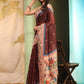 Hiral Fashion Brown Paithani Cotton Blend Floral Digital Printed Saree | Swadesiicart
