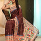 Hiral Fashion Brown Paithani Cotton Blend Floral Digital Printed Saree | Swadesiicart