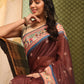 Hiral Fashion Brown Paithani Cotton Blend Floral Digital Printed Saree | Swadesiicart