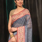 Hiral Fashion Grey Paithani Cotton Blend Geomatric Digital Printed Saree | Swadesiicart