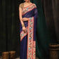 Hiral Fashion Navy Blue Paithani Cotton Blend Solid Digital Printed Saree | Swadesiicart