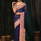 Hiral Fashion Navy Blue Paithani Cotton Blend Solid Digital Printed Saree | Swadesiicart
