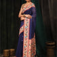 Hiral Fashion Navy Blue Paithani Cotton Blend Solid Digital Printed Saree | Swadesiicart