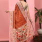 Hiral Fashion Orange Paithani Cotton Blend Polka Dots Digital Printed Saree | Swadesiicart