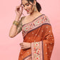 Hiral Fashion Orange Paithani Cotton Blend Polka Dots Digital Printed Saree | Swadesiicart