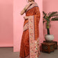 Hiral Fashion Orange Paithani Cotton Blend Polka Dots Digital Printed Saree | Swadesiicart