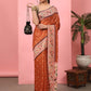 Hiral Fashion Orange Paithani Cotton Blend Polka Dots Digital Printed Saree | Swadesiicart