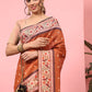 Hiral Fashion Orange Paithani Cotton Blend Polka Dots Digital Printed Saree | Swadesiicart