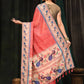 Hiral Fashion Pink Paithani Cotton Blend Animal Print Digital Printed Saree | Swadesiicart