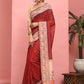 Hiral Fashion Red Paithani Cotton Blend Solid Digital Printed Saree | Swadesiicart
