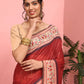 Hiral Fashion Red Paithani Cotton Blend Solid Digital Printed Saree | Swadesiicart