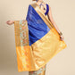 Blue Banarasi Silk Woven Zari Design Checked Swadesiicart with Unstitched Blouse - Hiral Fashion