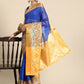 Blue Banarasi Silk Woven Zari Design Checked Swadesiicart with Unstitched Blouse - Hiral Fashion