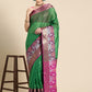 Green Banarasi Silk Woven Zari Design Checked Saree with Unstitched Blouse - Hiral Fashion | Swadesiicart