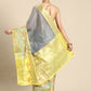 Gray Banarasi Silk Woven Zari Design Checked Saree with Unstitched Blouse - Hiral Fashion | Swadesiicart