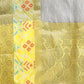 Gray Banarasi Silk Woven Zari Design Checked Saree with Unstitched Blouse - Hiral Fashion | Swadesiicart