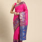 Pink Banarasi Silk Woven Zari Design Checked Saree with Unstitched Blouse - Hiral Fashion | Swadesiicart