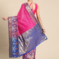 Pink Banarasi Silk Woven Zari Design Checked Saree with Unstitched Blouse - Hiral Fashion | Swadesiicart