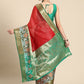 Red Banarasi Silk Woven Zari Design Checked Saree with Unstitched Blouse - Hiral Fashion | Swadesiicart