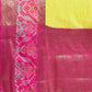 Yellow Banarasi Silk Woven Zari Design Checked Saree with Unstitched Blouse - Hiral Fashion | Swadesiicart