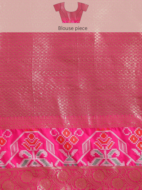 Yellow Banarasi Silk Woven Zari Design Checked Saree with Unstitched Blouse - Hiral Fashion | Swadesiicart
