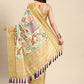 Beige Art Silk Printed Embellished Saree with Unstitched Blouse - Hiral Fashion | Swadesiicart