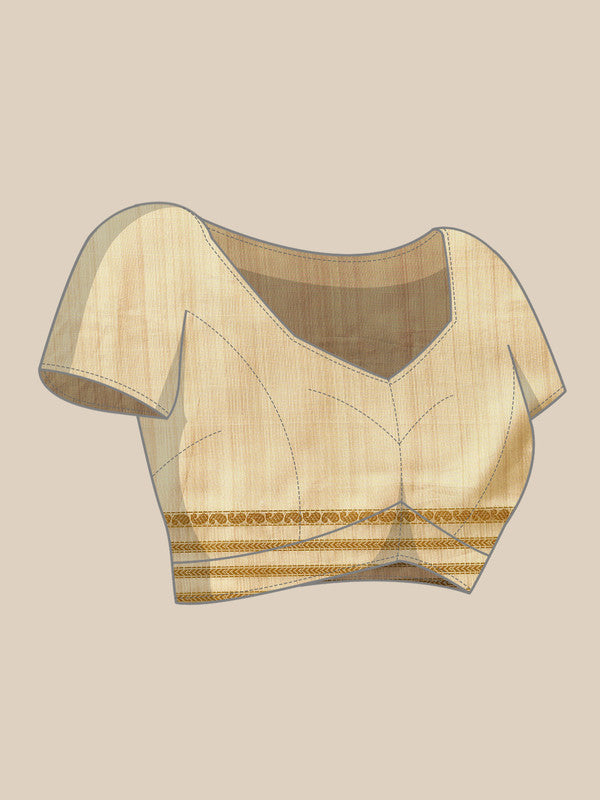 Beige Art Silk Printed Embellished Saree with Unstitched Blouse - Hiral Fashion | Swadesiicart