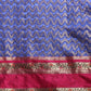 Navy Blue Silk Blend Woven Zari Design Abstract Saree with Unstitched Blouse - Hiral Fashion | Swadesiicart