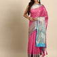 Pink Silk Blend Woven Zari Design Abstract Saree with Unstitched Blouse - Hiral Fashion | Swadesiicart