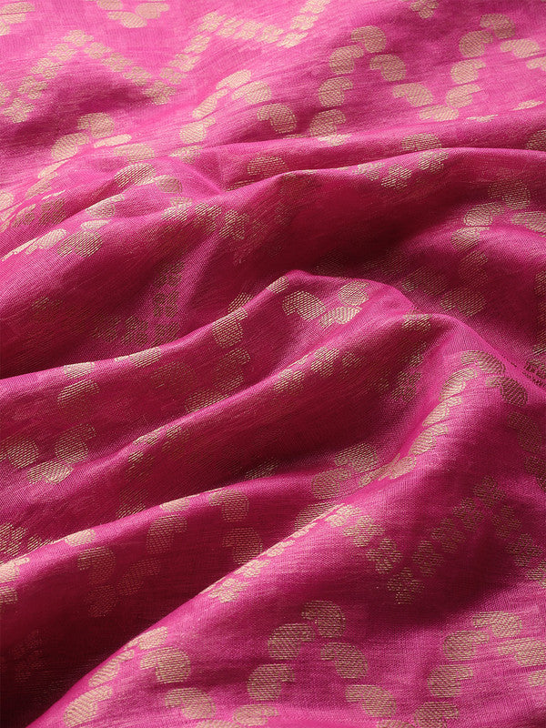 Pink Silk Blend Woven Zari Design Abstract Saree with Unstitched Blouse - Hiral Fashion | Swadesiicart