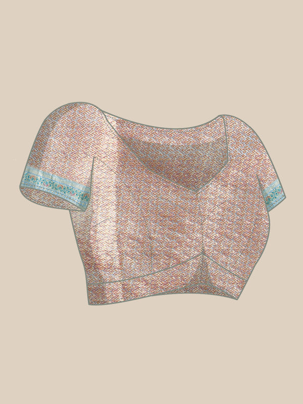 Pink Silk Blend Woven Zari Design Abstract Saree with Unstitched Blouse - Hiral Fashion | Swadesiicart