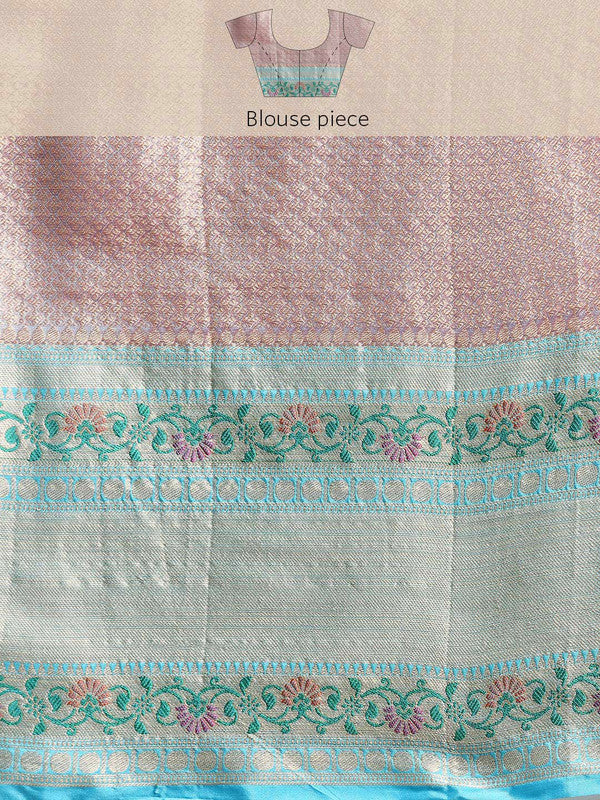 Pink Silk Blend Woven Zari Design Abstract Saree with Unstitched Blouse - Hiral Fashion | Swadesiicart