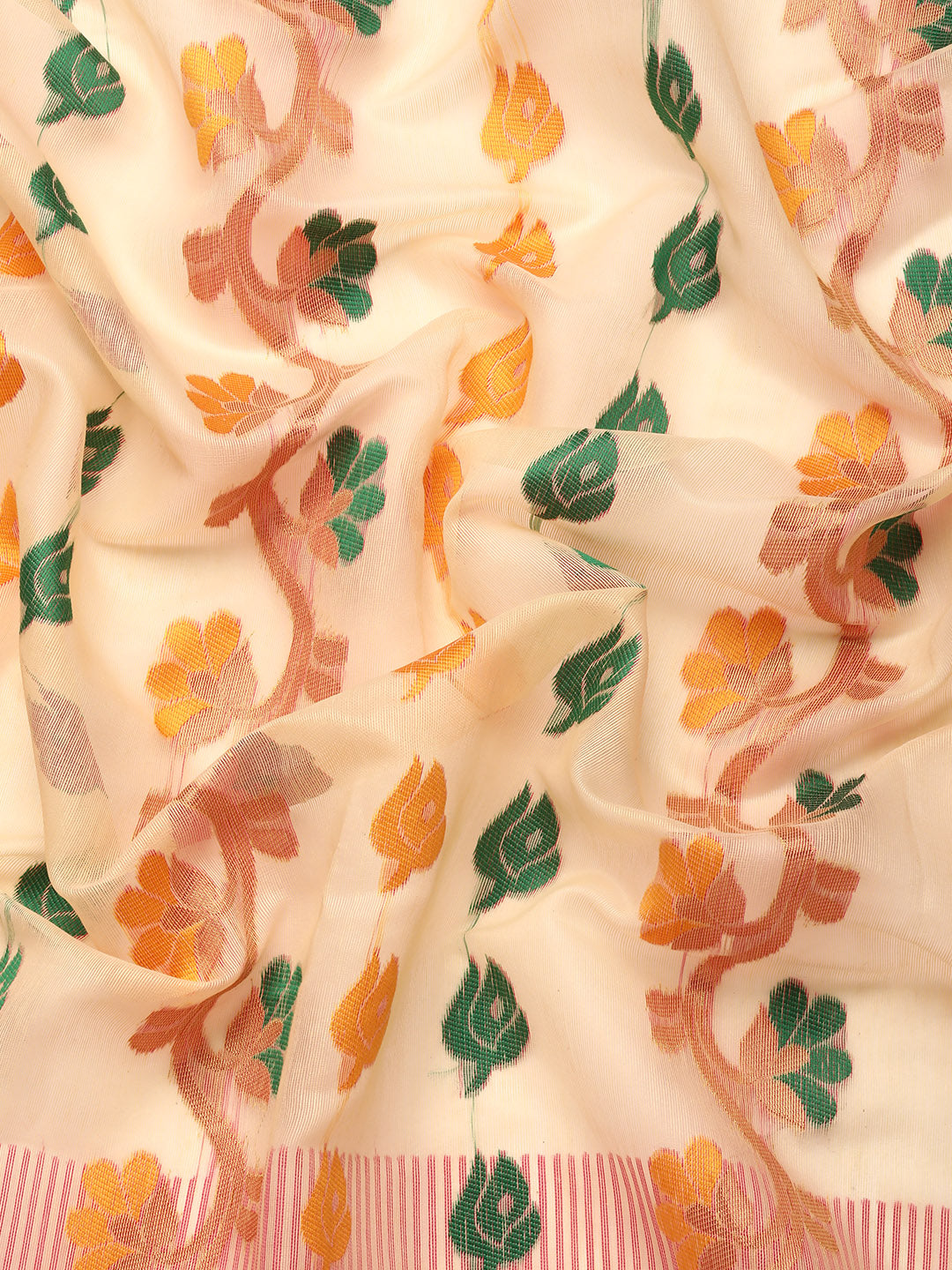 Pink Pure Cotton Woven Zari Design Floral Saree with Unstitched Blouse - Hiral Fashion | Swadesiicart