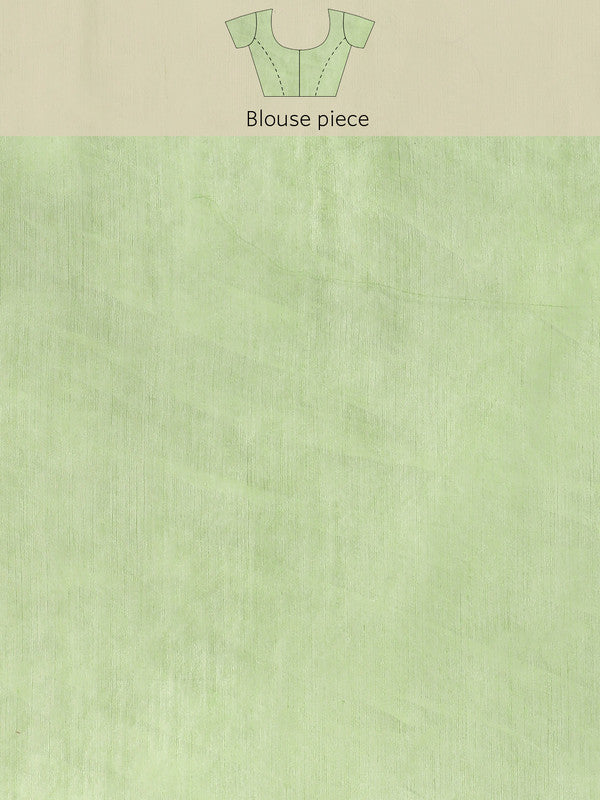 Green Pure Cotton Woven Zari Design Floral Saree with Unstitched Blouse - Hiral Fashion | Swadesiicart