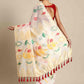 White Pure Cotton Woven Zari Design Paisley Saree with Unstitched Blouse - Hiral Fashion | Swadesiicart