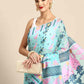 Turquoise Pure Cotton Woven Zari Design Paisley Saree with Unstitched Blouse - Hiral Fashion | Swadesiicart