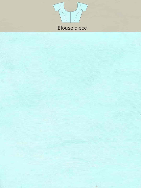 Turquoise Pure Cotton Woven Zari Design Paisley Saree with Unstitched Blouse - Hiral Fashion | Swadesiicart