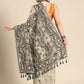 Black Pure Cotton Woven Zari Design Geomatric Saree with Unstitched Blouse - Hiral Fashion | Swadesiicart