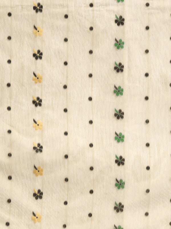 Black Pure Cotton Woven Zari Design Geomatric Saree with Unstitched Blouse - Hiral Fashion | Swadesiicart