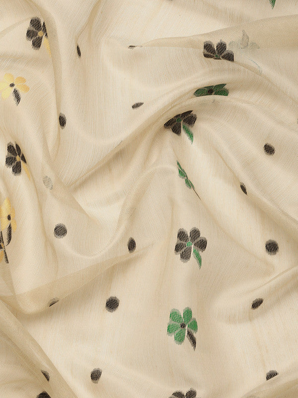 Black Pure Cotton Woven Zari Design Geomatric Saree with Unstitched Blouse - Hiral Fashion | Swadesiicart