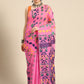 Pink Pure Cotton Woven Zari Design Floral Saree with Unstitched Blouse - Hiral Fashion | Swadesiicart