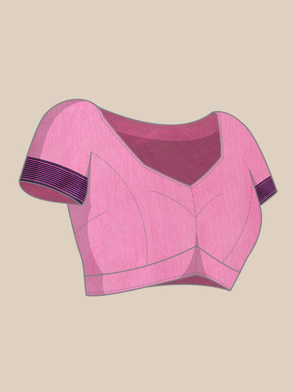 Pink Pure Cotton Woven Zari Design Floral Saree with Unstitched Blouse - Hiral Fashion | Swadesiicart