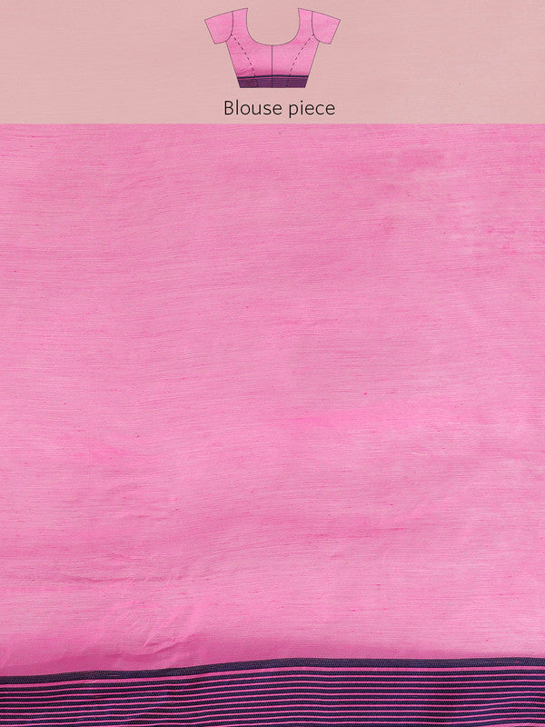 Pink Pure Cotton Woven Zari Design Floral Saree with Unstitched Blouse - Hiral Fashion | Swadesiicart